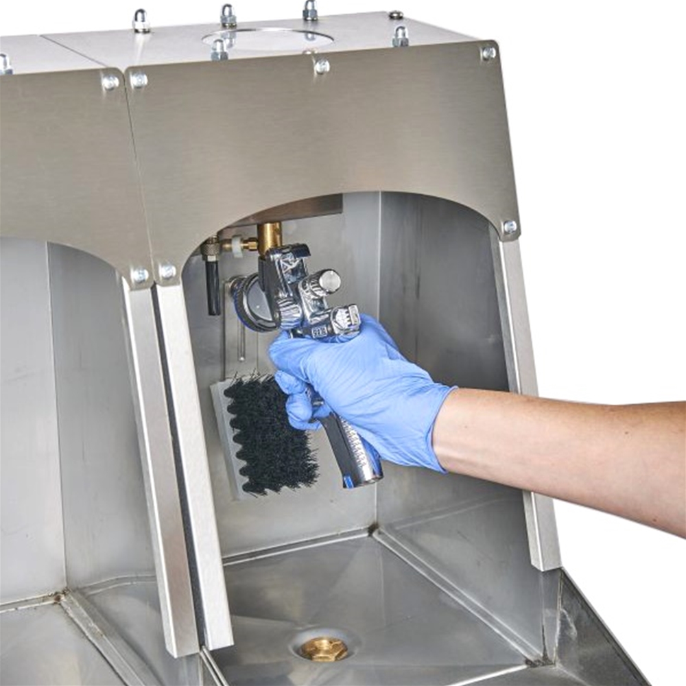 Spuitpistoolreiniger combinatie voor thinner en water