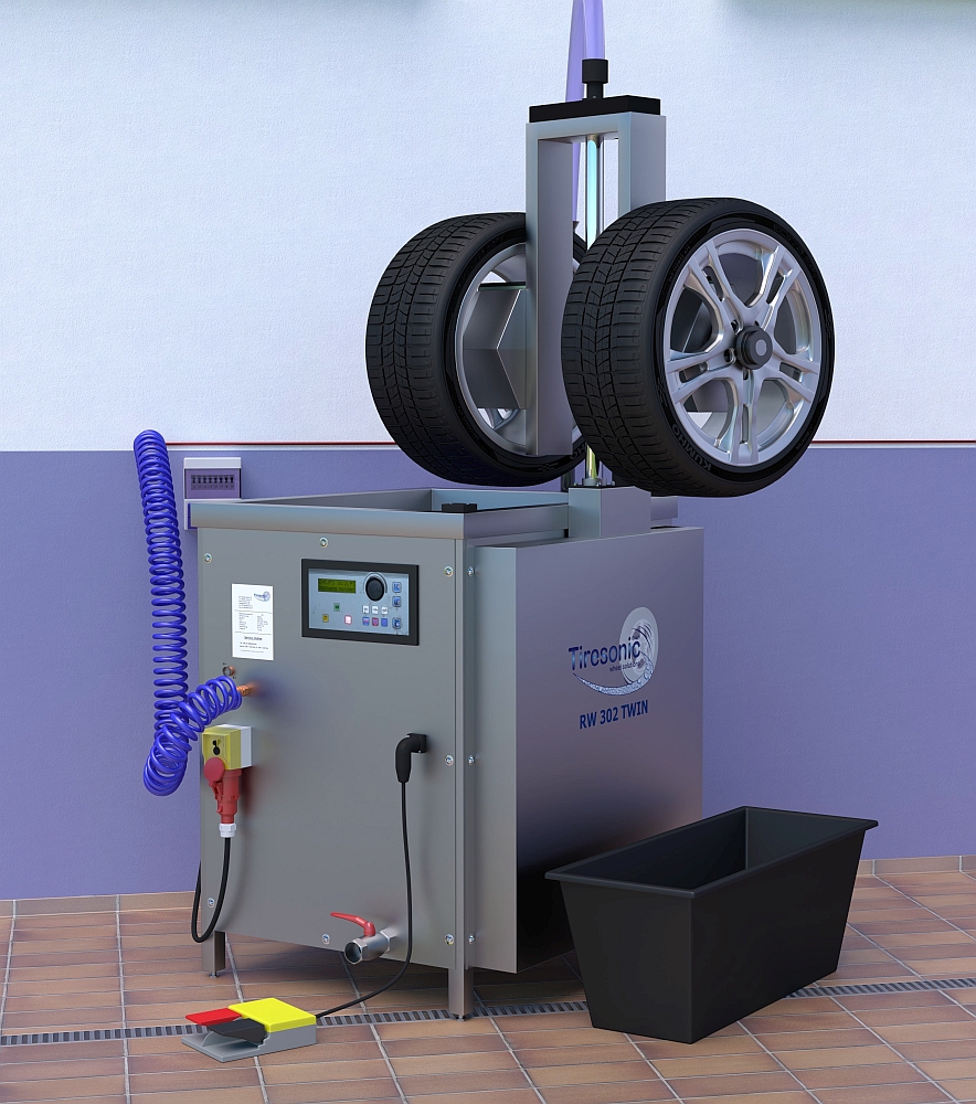 Ultrasoon banden wasapparaat RW 302 Twin
Reinigt banden met velg
Dubbele lift voor nog meer snelheid
Warm ultrasoon bad 
Bediening met voetpedaal
Snelle en perfecte reiniging
Inclusief 14 inch en bedrijfswagens adopter
Power clean agent systeem inclusief
Ideaal vanaf 300 set velgen en meer per jaar